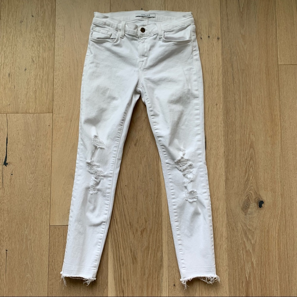 J Brand White Distressed Summer Skinny Jeans